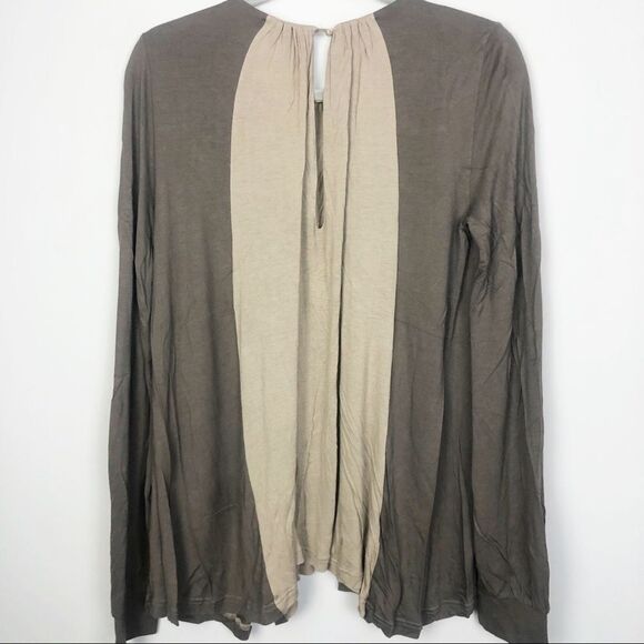 CHLOÉ | Elephant Taupe Draped Top Pintuck Neckline Long Sleeve Women’s Size M - Picture 8 of 10